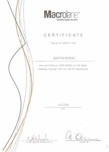 Certyfikat uczestnictwa dr M.Nowaka w kursie treningowym z zastosowania preparatu Macrolane Certyfikat uczestnictwa dr M.Nowaka w kursie treningowym z zastosowania preparatu Macrolane