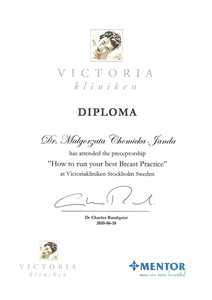 Dyplom uczestnictwa dr M.Chomickiej-Jandy w szkoleniu nt. chirurgii piersi Dyplom uczestnictwa dr M.Chomickiej-Jandy w szkoleniu nt. chirurgii piersi
