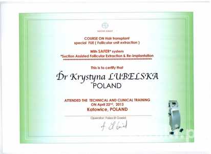 Certyfikat uczestnictwa dr K. Lubelskiej w szkoleniu z zastosowania systemu SAFER Certyfikat uczestnictwa dr K. Lubelskiej w szkoleniu z zastosowania systemu SAFER