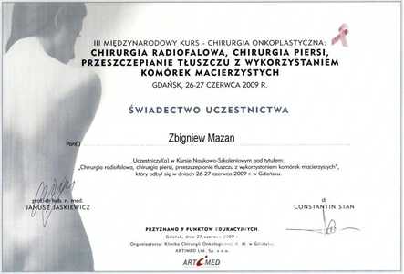 Kurs Chirurgii Onkoplastycznej, Chirurgii Radiofalowej, Chirurgii Piersi, przeszczepiania tłuszczu z wykorzystaniem komórek macierzystych - dr. Zbigniew Mazan Kurs Chirurgii Onkoplastycznej, Chirurgii Radiofalowej, Chirurgii Piersi, przeszczepiania tłuszczu z wykorzystaniem komórek macierzystych - dr. Zbigniew Mazan