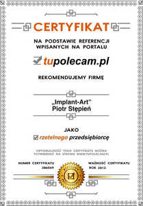 Rekomendacja dla firmy "Implant-Art" dr P. Stępnia Rekomendacja dla firmy "Implant-Art" dr P. Stępnia