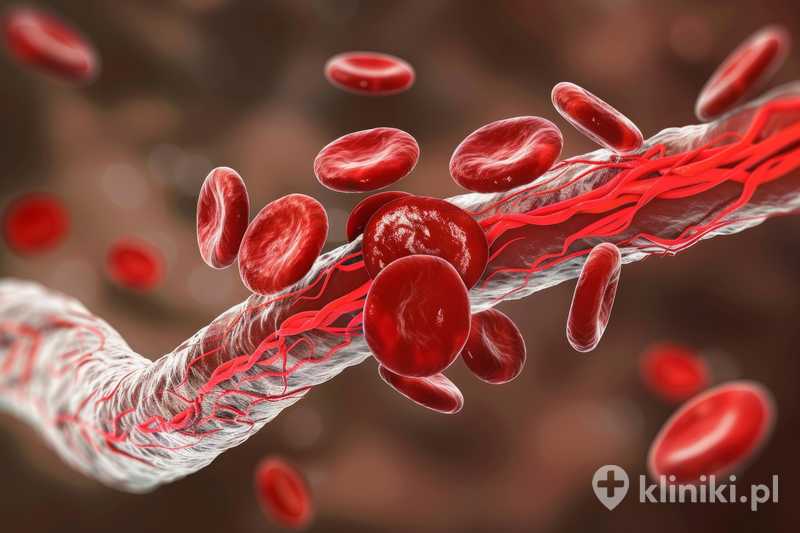 Czerwone krwinki przepływające przez tętnicę Czerwone krwinki przepływające przez tętnicę