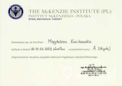 Diagnozowanie i leczenie zespołów bólowych kręgosłupa i kończyn metodą McKenziego - Kurs A Diagnozowanie i leczenie zespołów bólowych kręgosłupa i kończyn metodą McKenziego - Kurs A
